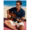 JEMITOP Men’s Linen-Like Soft Short Sleeve Button Down Shirts Lightweight Casual Summer Wedding Beach Vacation Shirt(Navy Blue)