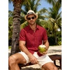 JEMITOP Men’s Linen-Like Soft Short Sleeve Button Down Shirts Lightweight Casual Summer Wedding Beach Vacation Shirt(Red)