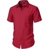 JEMITOP Men’s Linen-Like Soft Short Sleeve Button Down Shirts Lightweight Casual Summer Wedding Beach Vacation Shirt(Red)