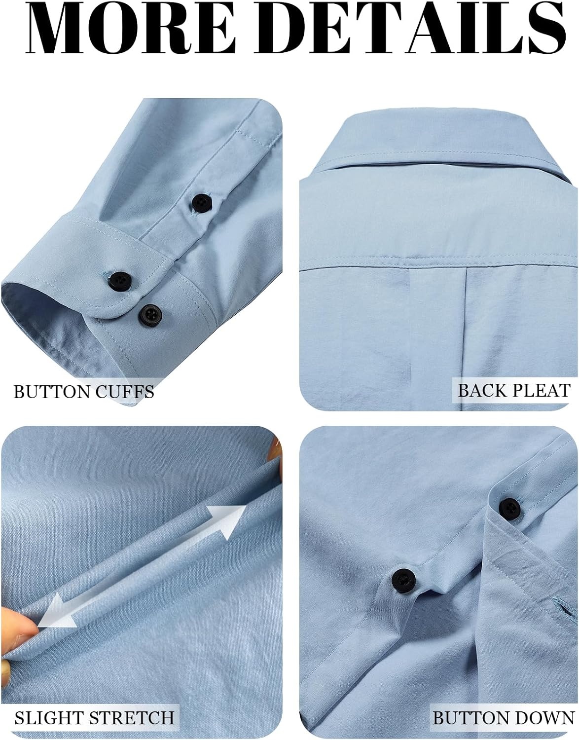 image:imageJEMITOP Mens Stretch Soft Vintage Slim Fit Shirts Long Sleeve Button Down Dress Shirt for Casual Western WorkBlue