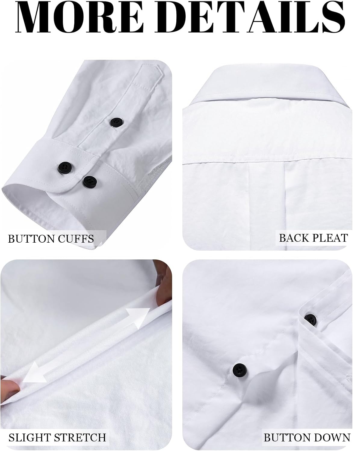 image:imageJEMITOP Mens Stretch Soft Vintage Slim Fit Shirts Long Sleeve Button Down Dress Shirt for Casual Western WorkWhite