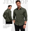 JEMITOP Mens Stretch Soft Vintage Slim Fit Shirts Long Sleeve Button Down Dress Shirt for Casual Western Work(Army Green)