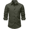 JEMITOP Mens Stretch Soft Vintage Slim Fit Shirts Long Sleeve Button Down Dress Shirt for Casual Western Work(Army Green)