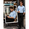 JEMITOP Mens Stretch Soft Vintage Slim Fit Shirts Long Sleeve Button Down Dress Shirt for Casual Western Work(Blue)