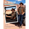 JEMITOP Mens Stretch Soft Vintage Slim Fit Shirts Long Sleeve Button Down Dress Shirt for Casual Western Work(Brown)