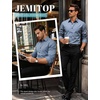 JEMITOP Mens Stretch Soft Vintage Slim Fit Shirts Long Sleeve Button Down Dress Shirt for Casual Western Work(Dusty Blue)