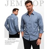 JEMITOP Mens Stretch Soft Vintage Slim Fit Shirts Long Sleeve Button Down Dress Shirt for Casual Western Work(Dusty Blue)