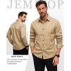 JEMITOP Mens Stretch Soft Vintage Slim Fit Shirts Long Sleeve Button Down Dress Shirt for Casual Western Work(Khaki Yellow)