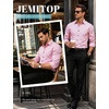JEMITOP Mens Stretch Soft Vintage Slim Fit Shirts Long Sleeve Button Down Dress Shirt for Casual Western Work(Pink)