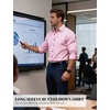 JEMITOP Mens Stretch Soft Vintage Slim Fit Shirts Long Sleeve Button Down Dress Shirt for Casual Western Work(Pink)