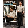 JEMITOP Mens Stretch Soft Vintage Slim Fit Shirts Long Sleeve Button Down Dress Shirt for Casual Western Work(Tan)