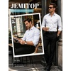 JEMITOP Mens Stretch Soft Vintage Slim Fit Shirts Long Sleeve Button Down Dress Shirt for Casual Western Work(White)