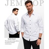 JEMITOP Mens Stretch Soft Vintage Slim Fit Shirts Long Sleeve Button Down Dress Shirt for Casual Western Work(White)