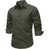 JEMITOP Mens Stretch Soft Vintage Slim Fit Shirts Long Sleeve Button Down Dress Shirt for Casual Western Work(Army Green)