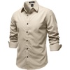 JEMITOP Mens Stretch Soft Vintage Slim Fit Shirts Long Sleeve Button Down Dress Shirt for Casual Western Work(Tan)
