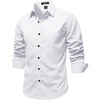 JEMITOP Mens Stretch Soft Vintage Slim Fit Shirts Long Sleeve Button Down Dress Shirt for Casual Western Work(White)