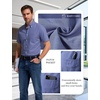 JEMITOP Men’s Classic Lightweight Oxford Button Down Shirts Business Casual Slim Fit Short Sleeve Dress Shirt with Pocket(Denim Blue)