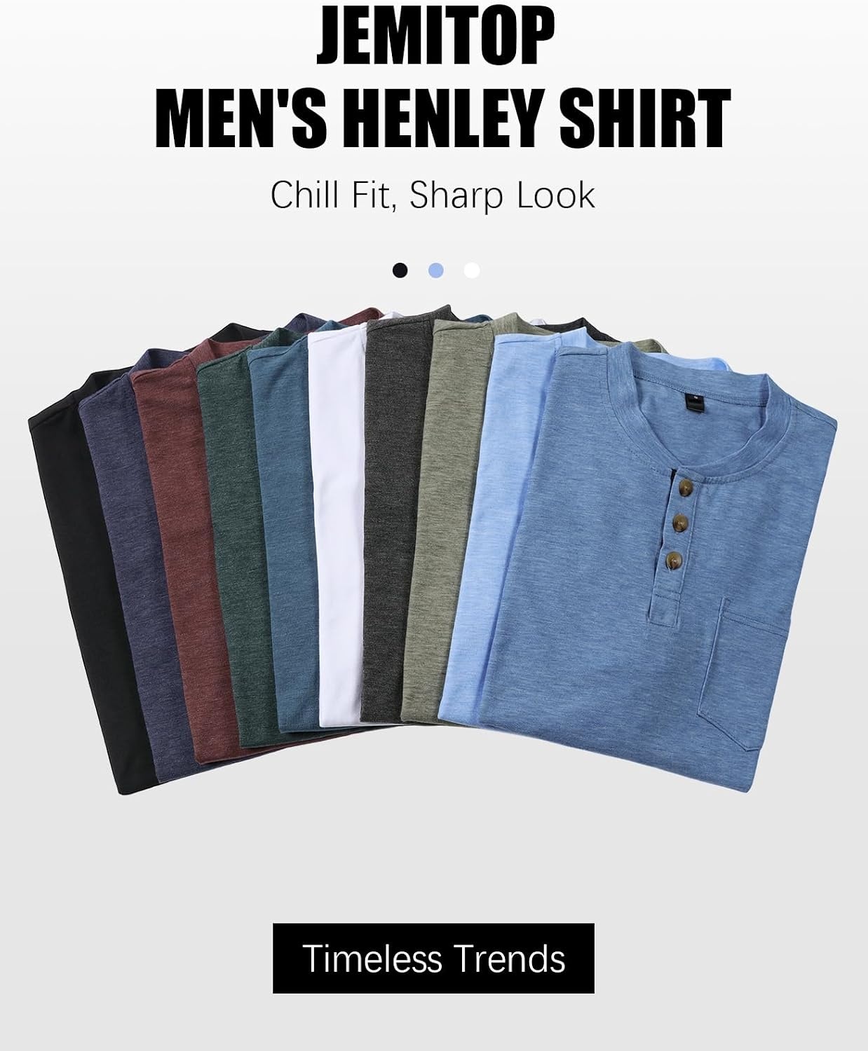 image:imageJEMITOP Mens Stretch Henley Shirts Casual Short Sleeve 3Button TShirtsBurgundy