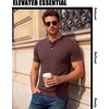 JEMITOP Mens Stretch Henley Shirts Casual Short Sleeve 3-Button T-Shirts(Burgundy)