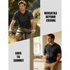 JEMITOP Mens Stretch Henley Shirts Casual Short Sleeve 3-Button T-Shirts(Charcoal Grey)