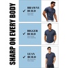 JEMITOP Mens Stretch Henley Shirts Casual Short Sleeve 3-Button T-Shirts(Navy Blue)