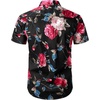 JEMITOP Men’s 2 Piece Set Casual Cotton Stretchy Outfit | Print, Beach, Vacation, Short Sleeve, Button Up, Shirt, Shorts, Summer(Blackrose)
