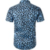 JEMITOP Men’s 2 Piece Set Casual Cotton Stretchy Outfit | Print, Beach, Vacation, Short Sleeve, Button Up, Shirt, Shorts, Summer(Blue Leopard)