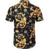 JEMITOP Men’s 2 Piece Set Casual Cotton Stretchy Outfit | Print, Beach, Vacation, Short Sleeve, Button Up, Shirt, Shorts, Summer(Navy Gold)