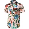 JEMITOP Men’s 2 Piece Set Casual Cotton Stretchy Outfit | Print, Beach, Vacation, Short Sleeve, Button Up, Shirt, Shorts, Summer(Pinkgreen)