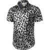 JEMITOP Men’s 2 Piece Set Casual Cotton Stretchy Outfit | Print, Beach, Vacation, Short Sleeve, Button Up, Shirt, Shorts, Summer(White Leopard)