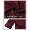 JEMITOP Mens Wrinkle-Free Mandarin Collar Dress Shirt | Stretch, Slim Fit, With Pocket, Collarless, Formal, Wedding, Prom, Church, Button Down, Button Up, Long Sleeve(Burgundy)