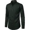 JEMITOP Mens Wrinkle-Free Mandarin Collar Dress Shirt | Stretch, Slim Fit, With Pocket, Collarless, Formal, Wedding, Prom, Church, Button Down, Button Up, Long Sleeve(Dark Green)