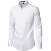 JEMITOP Mens Wrinkle-Free Mandarin Collar Dress Shirt | Stretch, Slim Fit, With Pocket, Collarless, Formal, Wedding, Prom, Church, Button Down, Button Up, Long Sleeve(White)