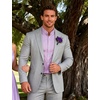JEMITOP Mens Wrinkle-Free Mandarin Collar Dress Shirt | Stretch, Slim Fit, With Pocket, Collarless, Formal, Wedding, Prom, Church, Button Down, Button Up, Long Sleeve(Lavender Purple)