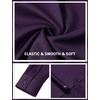 JEMITOP Mens Wrinkle-Free Mandarin Collar Dress Shirt | Stretch, Slim Fit, With Pocket, Collarless, Formal, Wedding, Prom, Church, Button Down, Button Up, Long Sleeve(Purple)