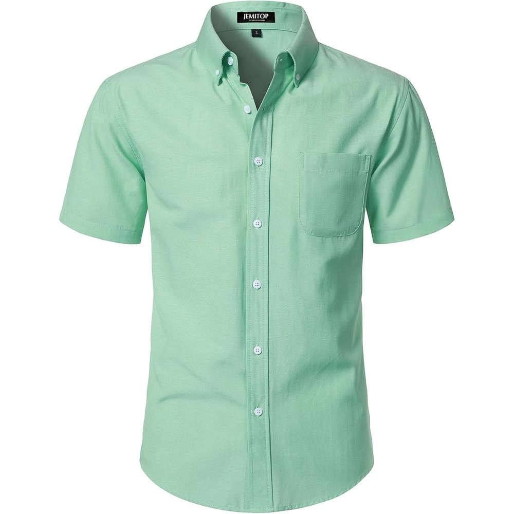 image:imageJEMITOP Mens Lightweight Oxford Short Sleeve Shirts  Button Down Classic Dress Shirt Business Casual Slim Fit Pocket Button Down CollarMint Green