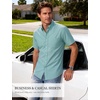JEMITOP Mens Lightweight Oxford Short Sleeve Shirts | Button Down, Classic, Dress Shirt, Business Casual, Slim Fit, Pocket, Button Down Collar(Aqua Green)