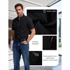 JEMITOP Mens Lightweight Oxford Short Sleeve Shirts | Button Down, Classic, Dress Shirt, Business Casual, Slim Fit, Pocket, Button Down Collar(Black)