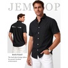 JEMITOP Mens Lightweight Oxford Short Sleeve Shirts | Button Down, Classic, Dress Shirt, Business Casual, Slim Fit, Pocket, Button Down Collar(Black)