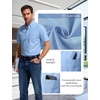 JEMITOP Mens Lightweight Oxford Short Sleeve Shirts | Button Down, Classic, Dress Shirt, Business Casual, Slim Fit, Pocket, Button Down Collar(Blue)