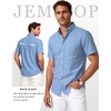 JEMITOP Mens Lightweight Oxford Short Sleeve Shirts | Button Down, Classic, Dress Shirt, Business Casual, Slim Fit, Pocket, Button Down Collar(Blue)