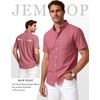 JEMITOP Mens Lightweight Oxford Short Sleeve Shirts | Button Down, Classic, Dress Shirt, Business Casual, Slim Fit, Pocket, Button Down Collar(Coral Red)