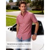JEMITOP Mens Lightweight Oxford Short Sleeve Shirts | Button Down, Classic, Dress Shirt, Business Casual, Slim Fit, Pocket, Button Down Collar(Coral Red)