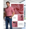 JEMITOP Mens Lightweight Oxford Short Sleeve Shirts | Button Down, Classic, Dress Shirt, Business Casual, Slim Fit, Pocket, Button Down Collar(Coral Red)
