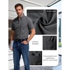 JEMITOP Mens Lightweight Oxford Short Sleeve Shirts | Button Down, Classic, Dress Shirt, Business Casual, Slim Fit, Pocket, Button Down Collar(Dark Grey)