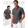 JEMITOP Mens Lightweight Oxford Short Sleeve Shirts | Button Down, Classic, Dress Shirt, Business Casual, Slim Fit, Pocket, Button Down Collar(Dark Grey)
