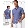 JEMITOP Mens Lightweight Oxford Short Sleeve Shirts | Button Down, Classic, Dress Shirt, Business Casual, Slim Fit, Pocket, Button Down Collar(Denim Blue)