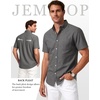 JEMITOP Mens Lightweight Oxford Short Sleeve Shirts | Button Down, Classic, Dress Shirt, Business Casual, Slim Fit, Pocket, Button Down Collar(Grey)