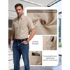 JEMITOP Mens Lightweight Oxford Short Sleeve Shirts | Button Down, Classic, Dress Shirt, Business Casual, Slim Fit, Pocket, Button Down Collar(Khaki)