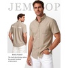 JEMITOP Mens Lightweight Oxford Short Sleeve Shirts | Button Down, Classic, Dress Shirt, Business Casual, Slim Fit, Pocket, Button Down Collar(Khaki)